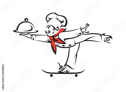chef with tray of food in hand