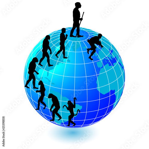 Evolution of the person on a planet.Vector
