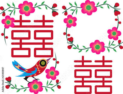 bird and flower element for wedding