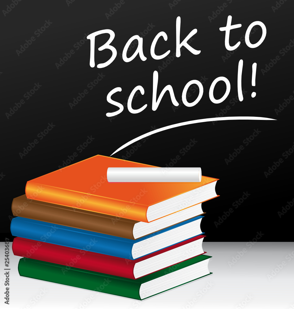 Back to school. Message on blackboard. Back to school. Message on blackboard.