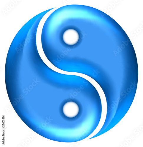 3D Aqua Yin Yang Sign