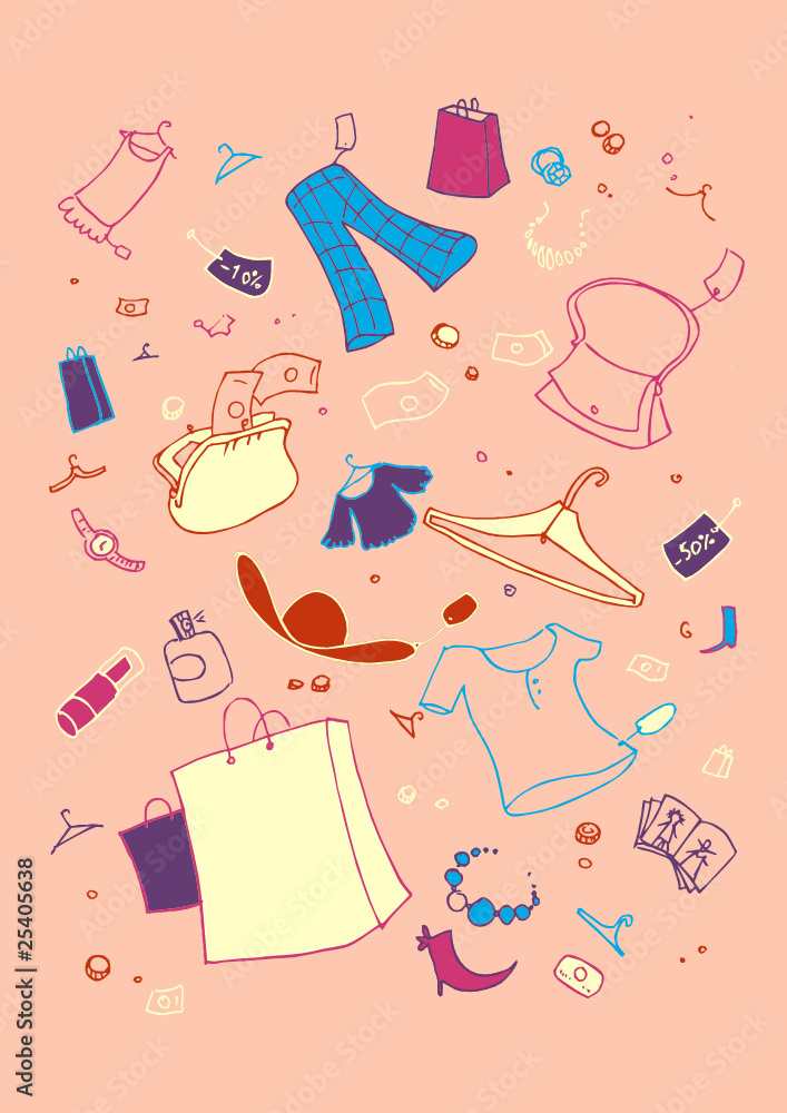 illustration of shopping symbols