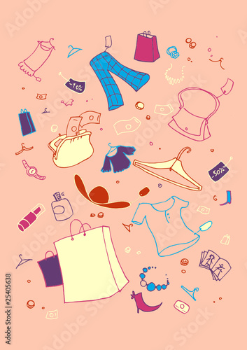 illustration of shopping symbols