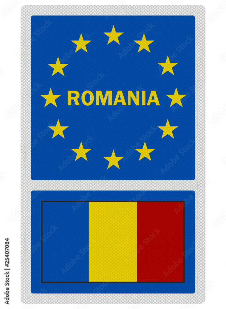 EU signs series - Romania (in English language), photo realistic