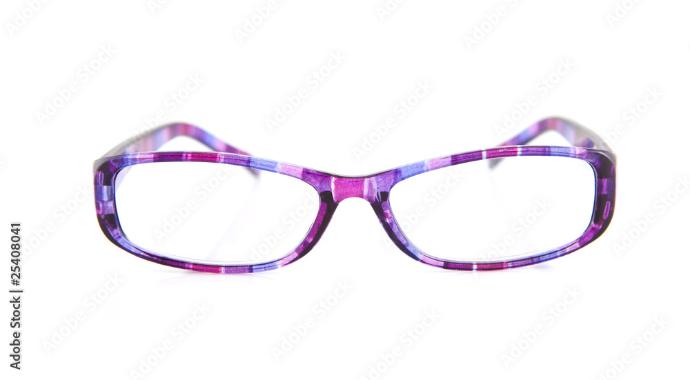 Fototapeta premium purple reading glasses over white background
