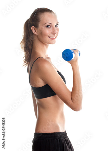 young girl doing fitness exercises