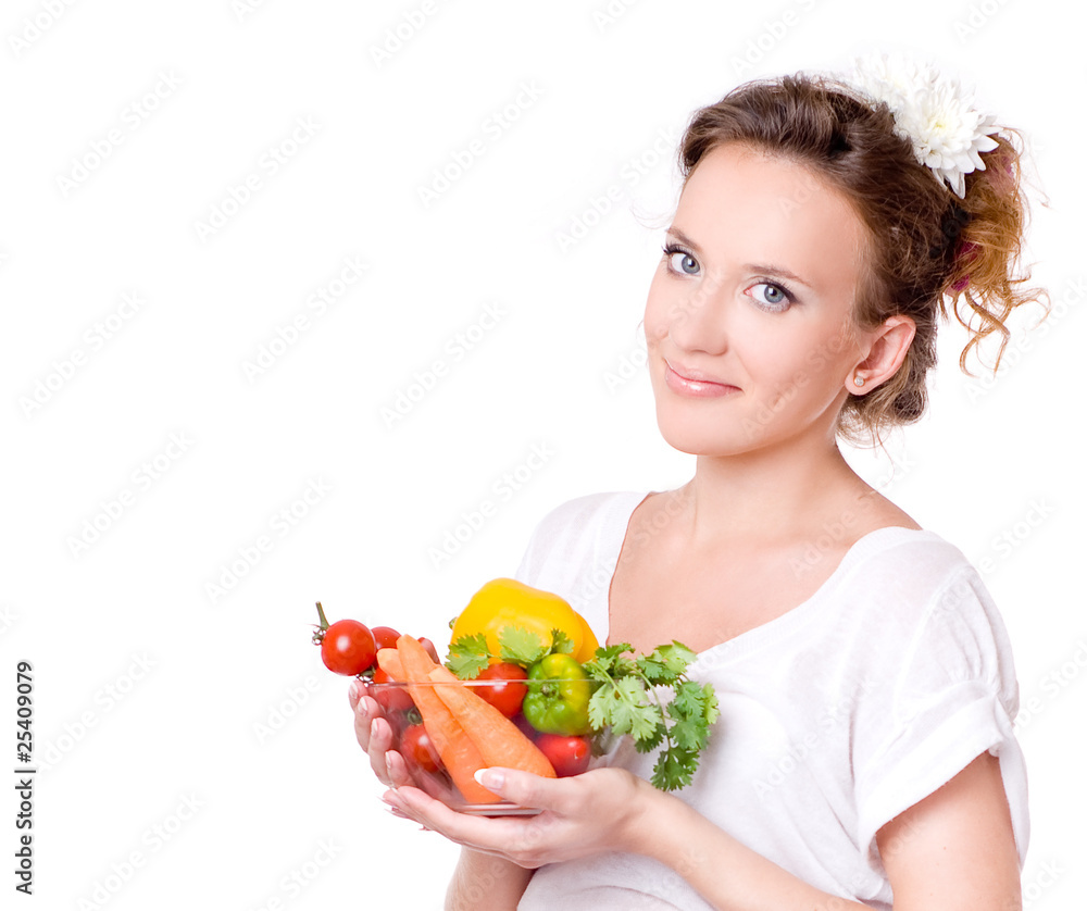 woman with vegetables woman with vegetables