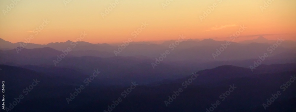 Panoramic and aerial view of Pyrenees mountains