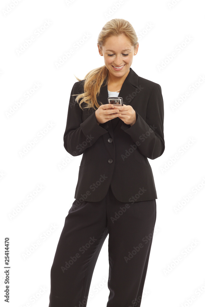 Portrait of young business girl texting on cell phone Portrait of young business girl texting on cell phone