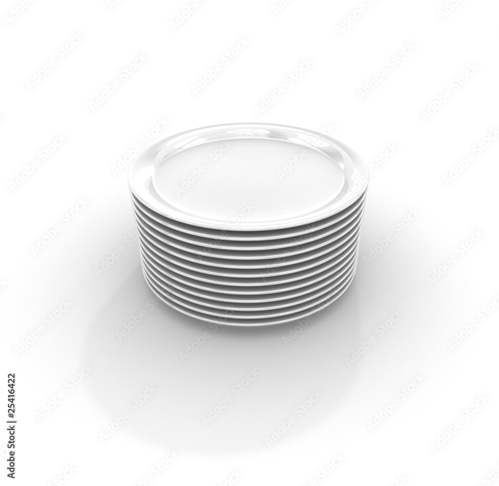 Heap white plates