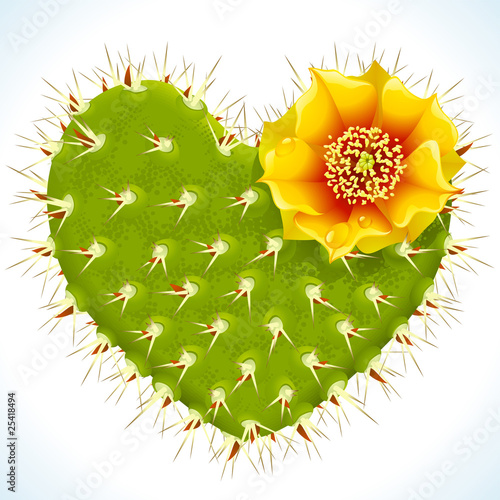 Thorny heart. Vector thorny cactus in the shape of heart