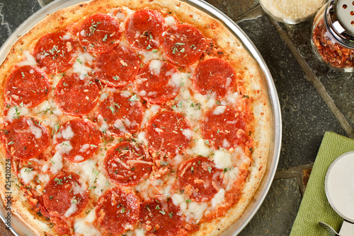 Fresh hot pepperoni pizza