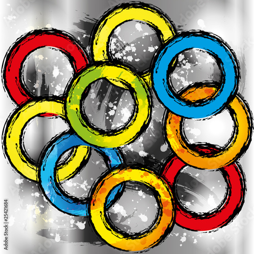 Obraz na płótnie Grunge colorful rainbow circles seamless background w salonie