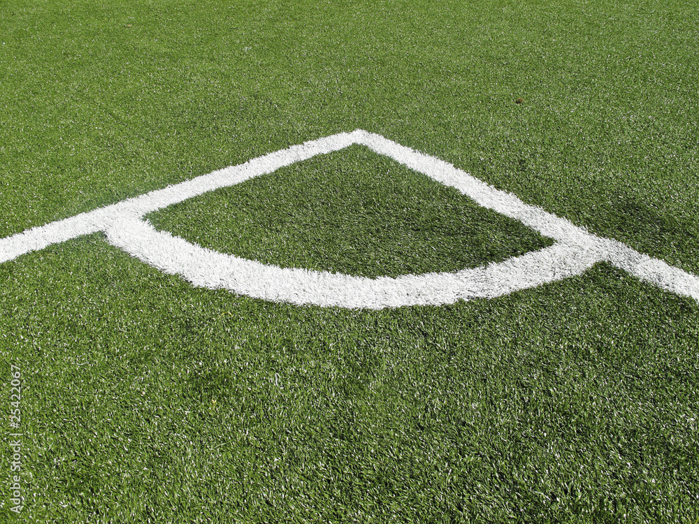 White Corner Marking on soccer field White Corner Marking on soccer field