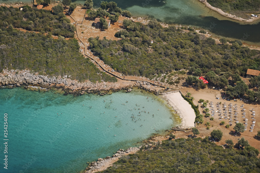 Aerial view of Cleopatra Beach Sedir Island Gokova