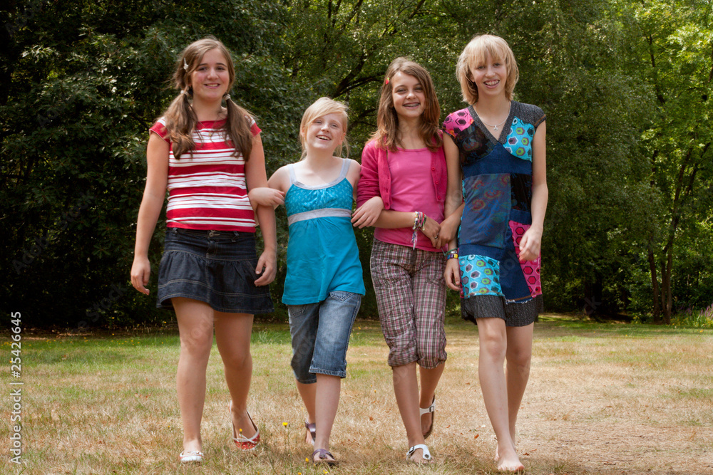 Girls are walking