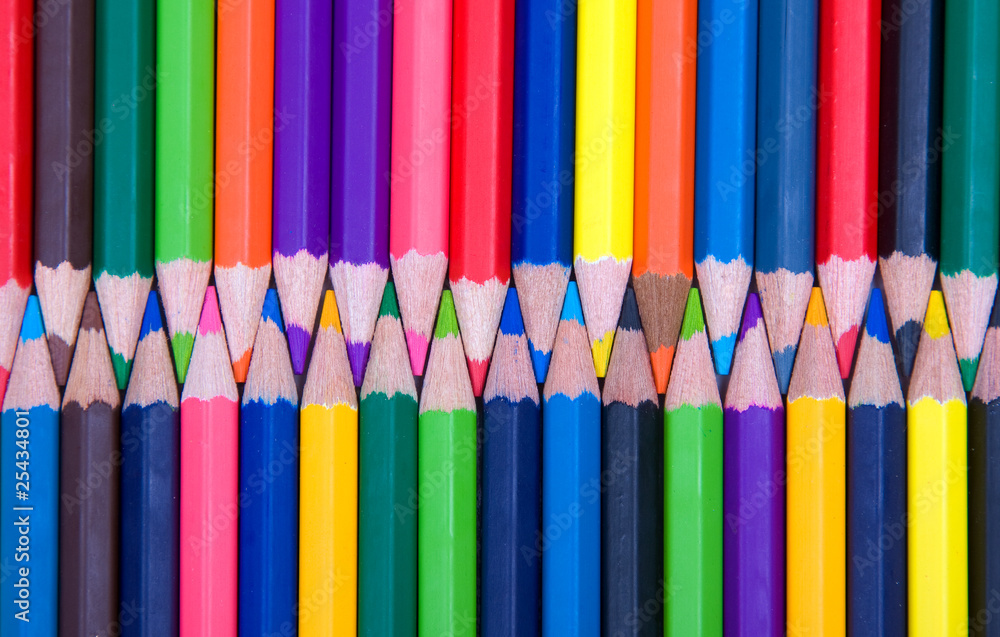 Heap of colored pencils, studio shot Heap of colored pencils, studio shot