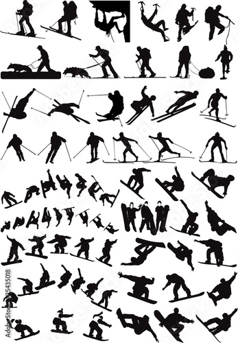 Snowboard and Winter Sport Silhouette