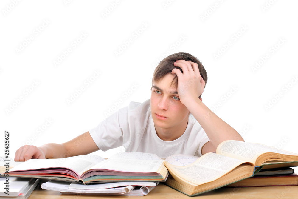 bored and tired student after hard work for exam bored and tired student after hard work for exam