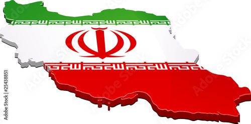 Carte de l'Iran 3D drapeau (détouré)