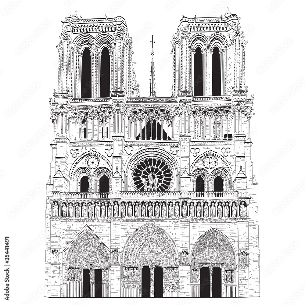 Obraz premium Vector image of Notre Dame de Paris