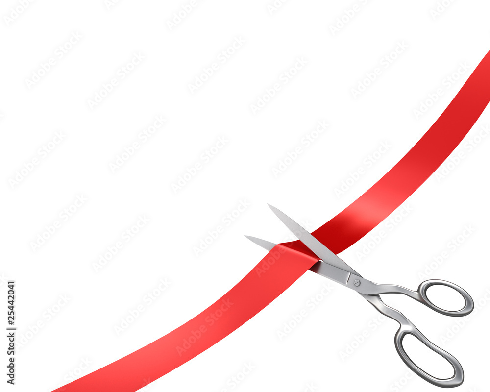 Scissors cut ribbon, corner version Scissors cut ribbon, corner version