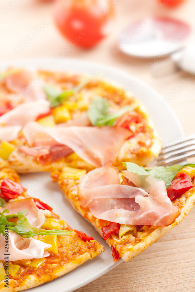 pizza on plate pizza on plate
