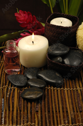 spa and wellness concept with flowers zen stones