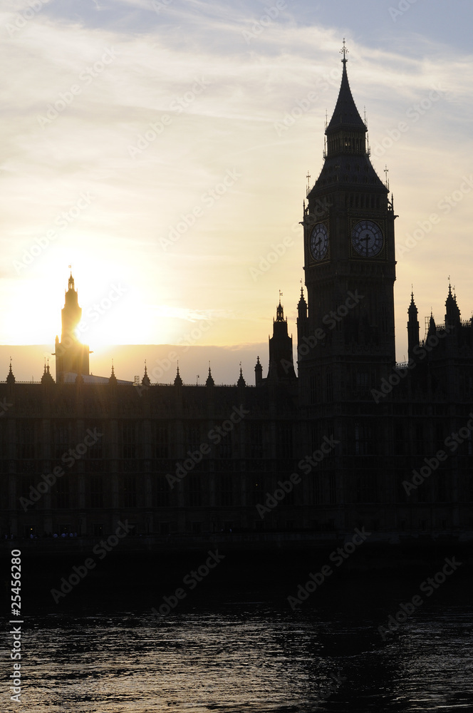 Houses of Parliament in sunset