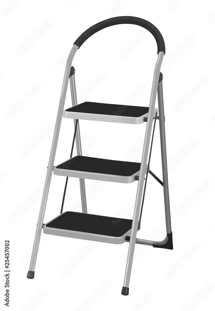 Aluminum step ladder isolated on white background Aluminum step ladder isolated on white background