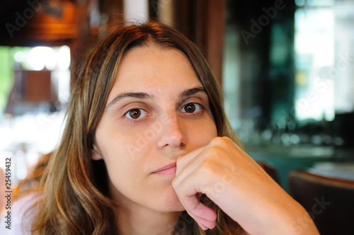 paris restaurant outdoor portrait of young woman