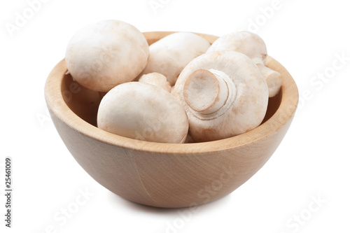 fresh mushrooms in bowl isolated