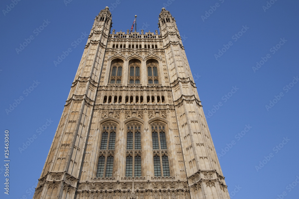 Tower of Houses of Parliament in London, England