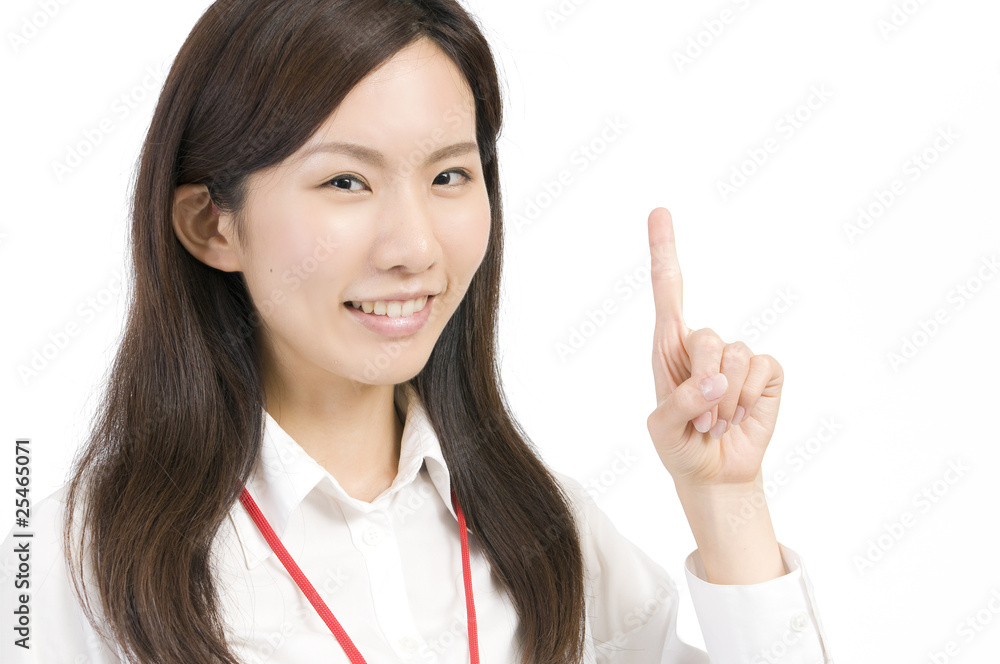 指差す女性社員 指差す女性社員