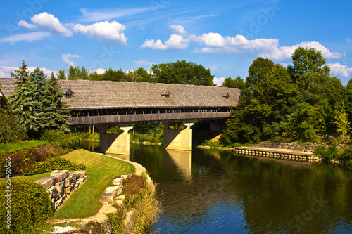 Covered bridge on the river