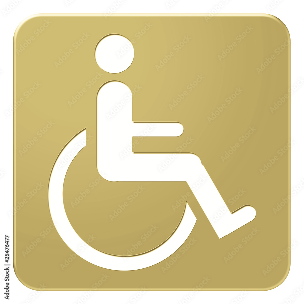 Goldenes Schild mit Rollstuhl Goldenes Schild mit Rollstuhl