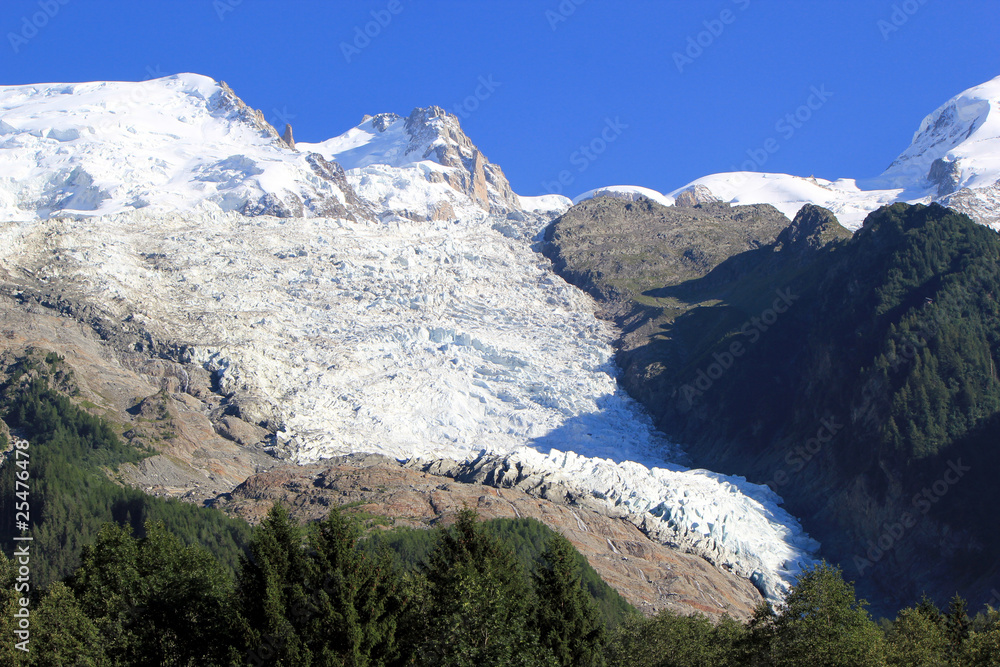 Glacier of Bossons and Mont-Blanc mountains, France