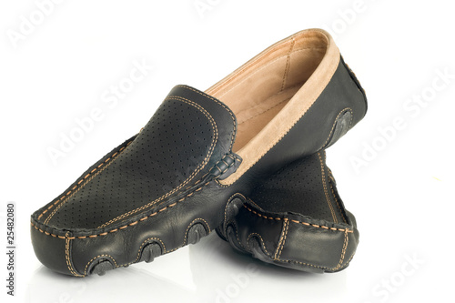 Modern black mens moccasins