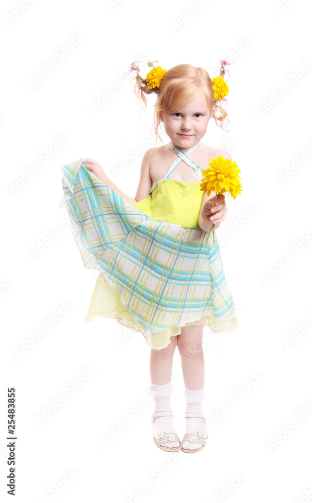 little beautiful girl with flowers little beautiful girl with flowers