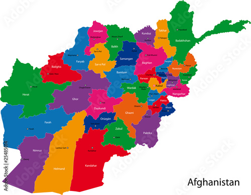 Obraz na plátně Map of the Islamic Republic of Afghanistan with the provinces