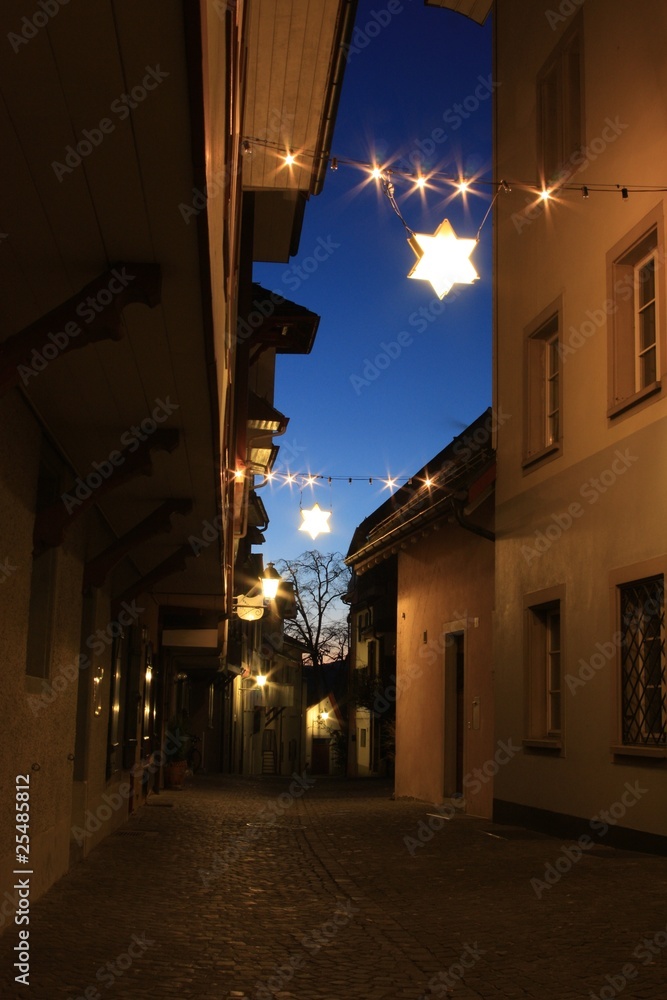 Christmas time in a little alley in Aarau, Switzerland
