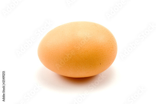 brown chicken egg over a white background