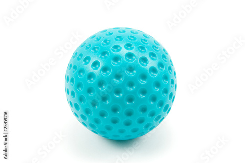 blue plastic ball over a white background