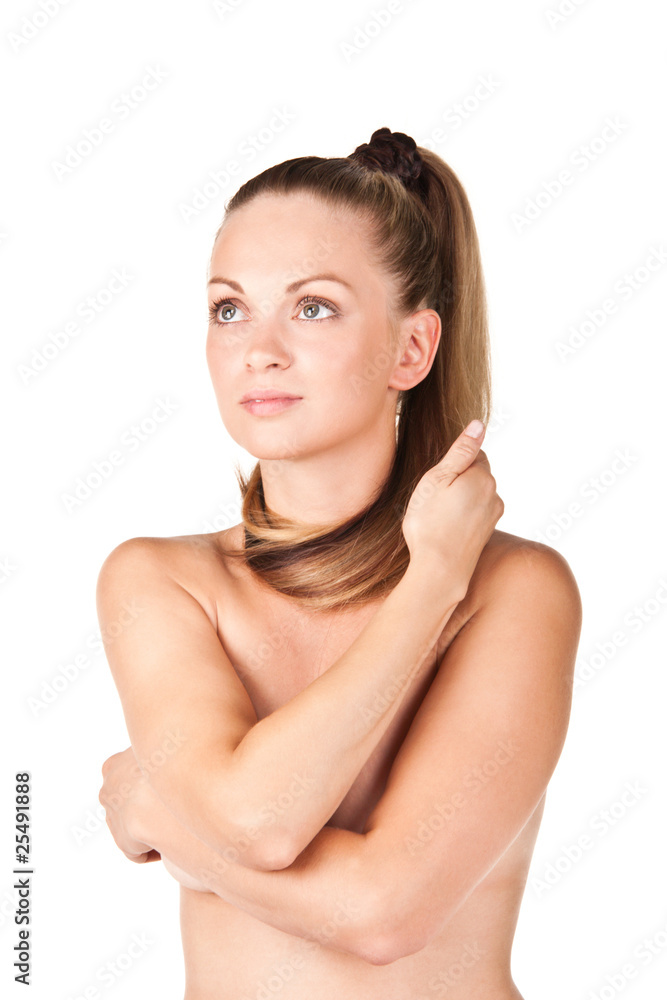 Closeup portrait of a pretty young woman with long hair Closeup portrait of a pretty young woman with long hair
