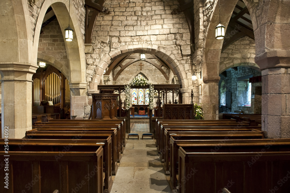 Fototapeta premium church interior showing altar and pews