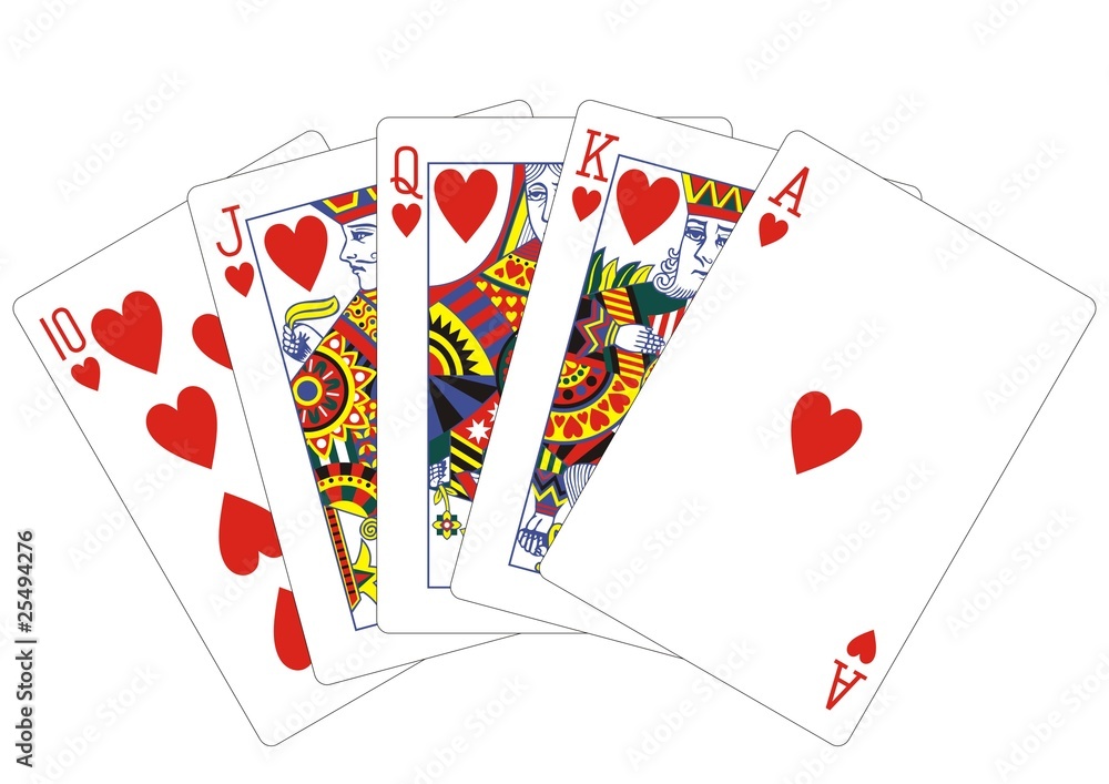 royal flush hearts playing cards Stock Vector Adobe Stock