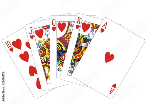 royal flush hearts playing cards