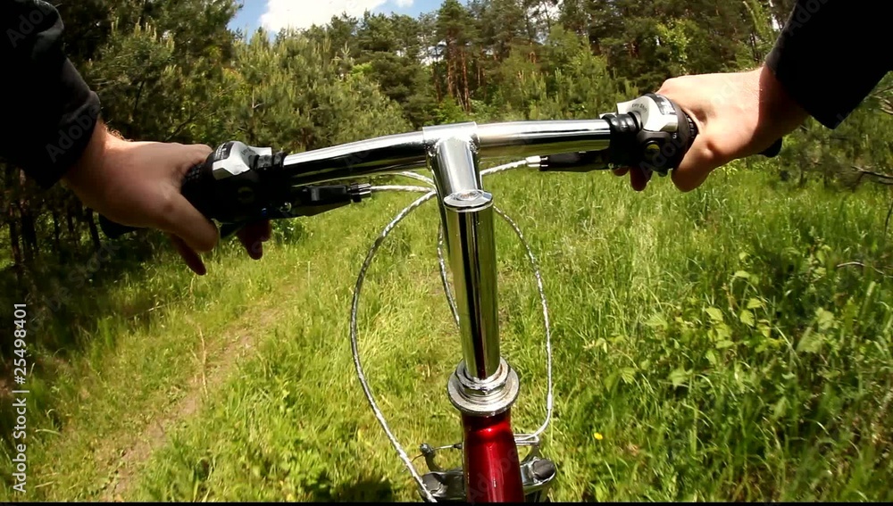 Riding a mountain bicycle in a forest Riding a mountain bicycle in a forest