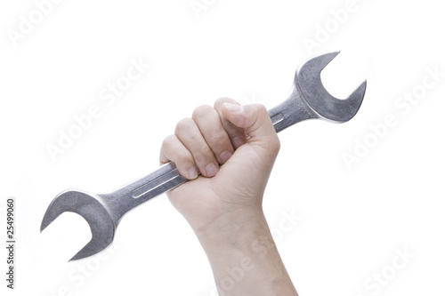 Schraubenschlüssel in der Hand