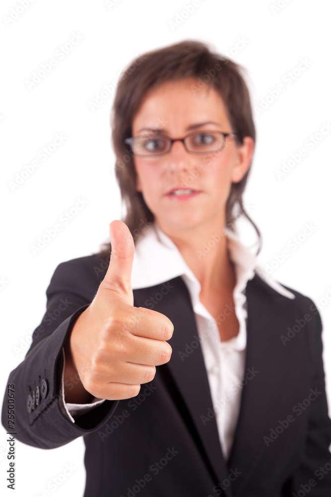 Business woman showing thumb up Business woman showing thumb up